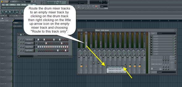 Routing The Drum Mixer Tracks To An Empty Mixer Track