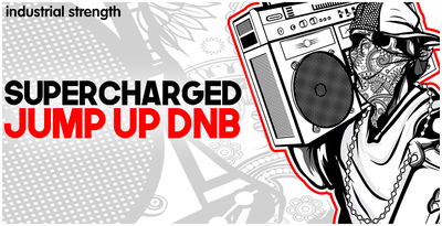 Industrial strength supercharged jump up dnb banner artwork